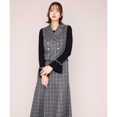ミッシュマッシュ MISCH MASCH 2026秋冬新作 チェック柄ペプラムテーラージャンスカ MM647412 （BLACK）｜詳細画像