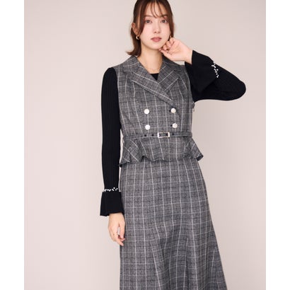 ミッシュマッシュ MISCH MASCH 2026秋冬新作 チェック柄ペプラムテーラージャンスカ MM647412 （BLACK）｜詳細画像