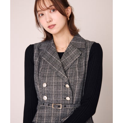 ミッシュマッシュ MISCH MASCH 2026秋冬新作 チェック柄ペプラムテーラージャンスカ MM647412 （BLACK）｜詳細画像