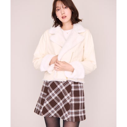 ミッシュマッシュ MISCH MASCH 2026秋冬新作 ファー付き合皮・スエードライダースジャケット MM648609 （IVORY）｜詳細画像