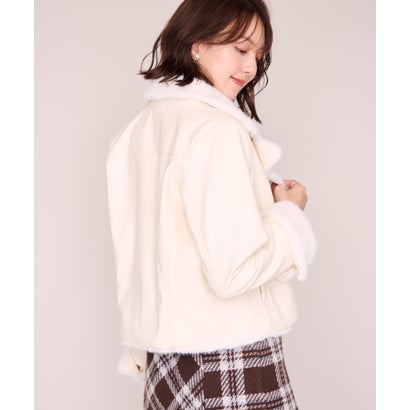 ミッシュマッシュ MISCH MASCH 2026秋冬新作 ファー付き合皮・スエードライダースジャケット MM648609 （IVORY）｜詳細画像