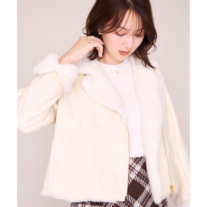 ミッシュマッシュ MISCH MASCH 2026秋冬新作 ファー付き合皮・スエードライダースジャケット MM648609 （IVORY）｜詳細画像