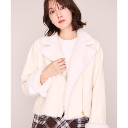 ミッシュマッシュ MISCH MASCH 2026秋冬新作 ファー付き合皮・スエードライダースジャケット MM648609 （IVORY）｜詳細画像