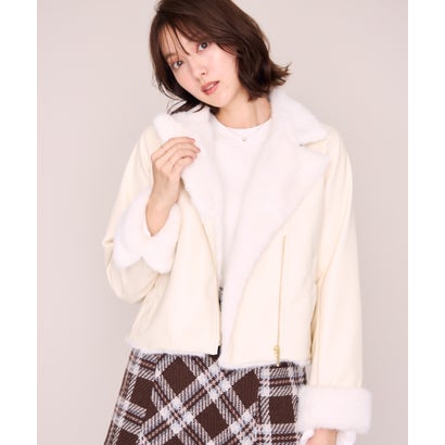 ミッシュマッシュ MISCH MASCH 2026秋冬新作 ファー付き合皮・スエードライダースジャケット MM648609 （IVORY）｜詳細画像