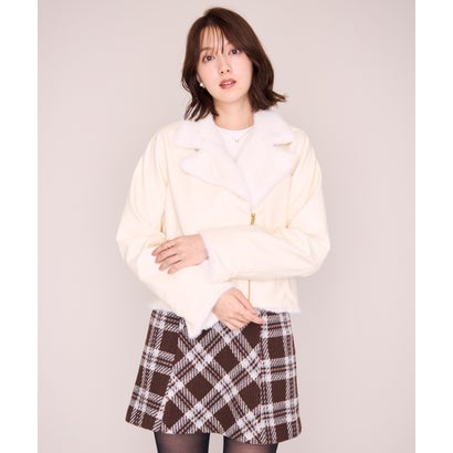 ミッシュマッシュ MISCH MASCH 2026秋冬新作 ファー付き合皮・スエードライダースジャケット MM648609 （IVORY）｜詳細画像