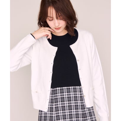 ミッシュマッシュ MISCH MASCH 2026秋冬新作 ベーシックビジューアソート配色カーディガン MM648406 （WHITE）｜詳細画像