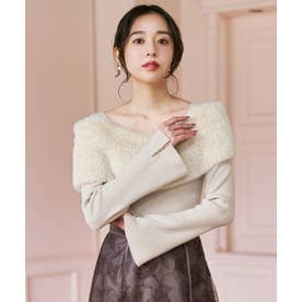 2026秋冬新作 ミンク風ファーケープフレア袖ニット MM648307 （BEIGE）