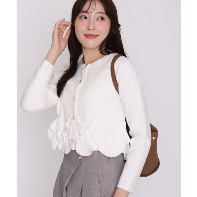 2026秋冬新作 ホイップフリルカーディガン MM648408 （WHITE）