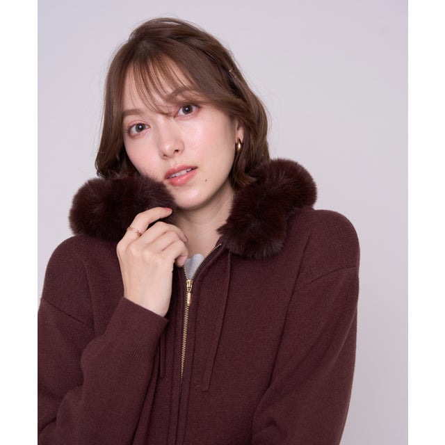 2026秋冬新作 エコファートリムニットパーカー MM648501 （BROWN）