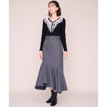 ミッシュマッシュ MISCH MASCH 2026秋冬新作 メロー配色レースフリルニット MM648312 （BLACK）｜詳細画像