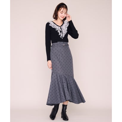 ミッシュマッシュ MISCH MASCH 2026秋冬新作 メロー配色レースフリルニット MM648312 （BLACK）｜詳細画像