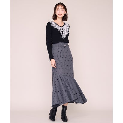 ミッシュマッシュ MISCH MASCH 2026秋冬新作 メロー配色レースフリルニット MM648312 （BLACK）｜詳細画像