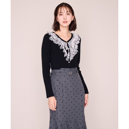ミッシュマッシュ MISCH MASCH 2026秋冬新作 メロー配色レースフリルニット MM648312 （BLACK）｜詳細画像