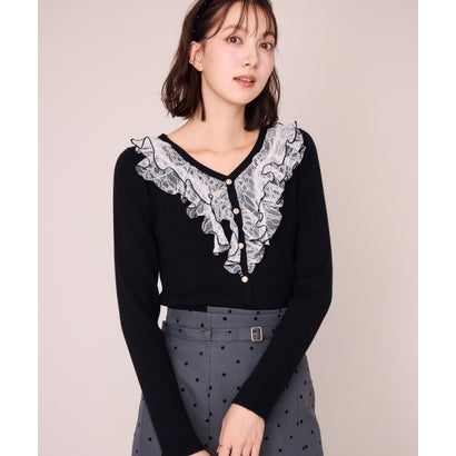 ミッシュマッシュ MISCH MASCH 2026秋冬新作 メロー配色レースフリルニット MM648312 （BLACK）｜詳細画像