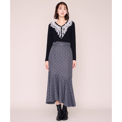 ミッシュマッシュ MISCH MASCH 2026秋冬新作 メロー配色レースフリルニット MM648312 （BLACK）｜詳細画像