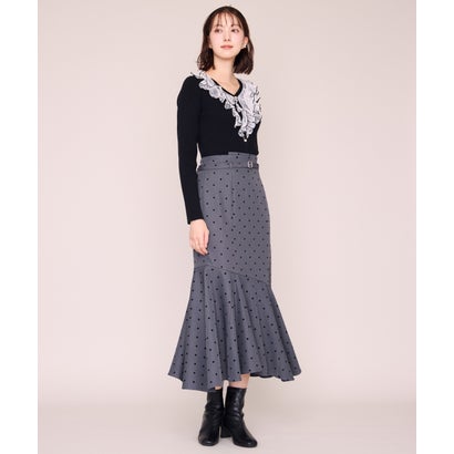 ミッシュマッシュ MISCH MASCH 2026秋冬新作 メロー配色レースフリルニット MM648312 （BLACK）｜詳細画像
