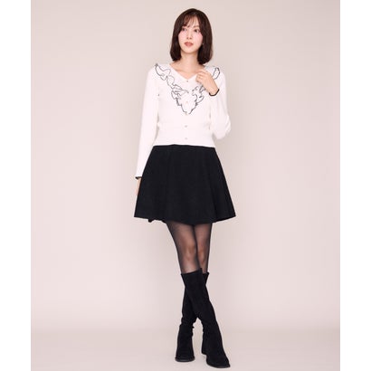 ミッシュマッシュ MISCH MASCH 2026秋冬新作 メロー配色レースフリルニット MM648312 （WHITE）｜詳細画像