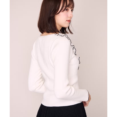 ミッシュマッシュ MISCH MASCH 2026秋冬新作 メロー配色レースフリルニット MM648312 （WHITE）｜詳細画像