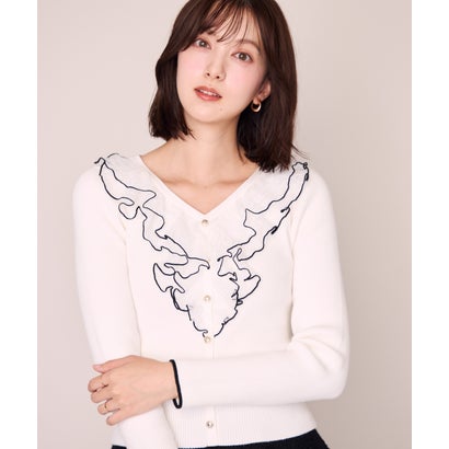 ミッシュマッシュ MISCH MASCH 2026秋冬新作 メロー配色レースフリルニット MM648312 （WHITE）｜詳細画像