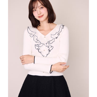 ミッシュマッシュ MISCH MASCH 2026秋冬新作 メロー配色レースフリルニット MM648312 （WHITE）｜詳細画像