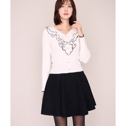 ミッシュマッシュ MISCH MASCH 2026秋冬新作 メロー配色レースフリルニット MM648312 （WHITE）｜詳細画像