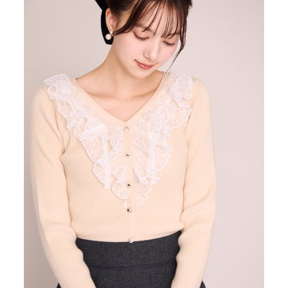 ミッシュマッシュ MISCH MASCH 2026秋冬新作 メロー配色レースフリルニット MM648312 （YELLOW）｜詳細画像
