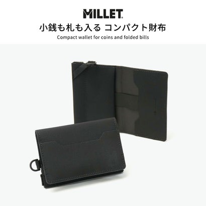 ミレー 正規品2年保証 財布 メンズ レディース ブランド コンパクト コインケース カードケース 二つ折 小さい 薄い スリム ナイロン 耐久性 軽量 撥水 シンプル EXP MIS01352（BLACK-NOIR）｜詳細画像