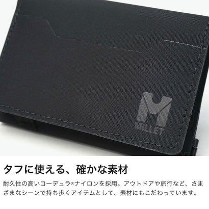 ミレー 正規品2年保証 財布 メンズ レディース ブランド コンパクト コインケース カードケース 二つ折 小さい 薄い スリム ナイロン 耐久性 軽量 撥水 シンプル EXP MIS01352（BLACK-NOIR）｜詳細画像