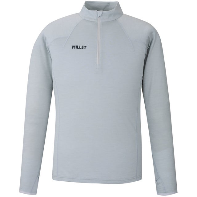 アウトドア UBIC WOOL ZIP LS M ベースレイヤー ロングスリーブ 長袖 トレッキング アルパインクライミング 速乾性 （N7372 SILVER）