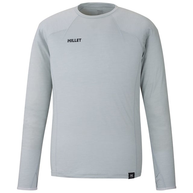 アウトドア UBIC WOOL CREW LS M ベースレイヤー ロングスリーブ 長袖 トレッキング アルパインクライミング 速乾性 （N7372 SILVER）