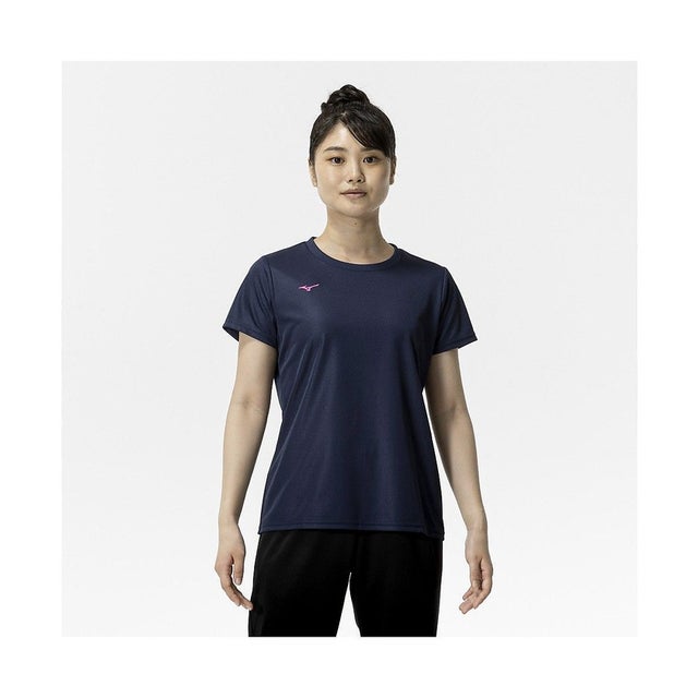 /レディス/NAVI W Tシャツ(ハンソデ) （ドレスネイビー×マゼンタ）