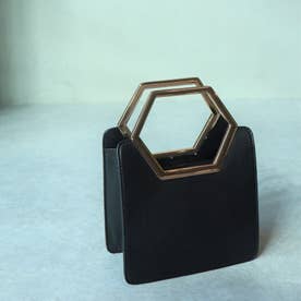 Hexagon handle bag （BLACK）