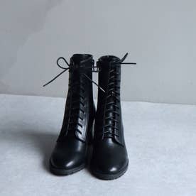 Round toe lace up boots （BLACK）