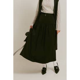 Vintage satin flare skirt （BLACK）