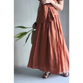 Linen flare skirt （ORANGE）