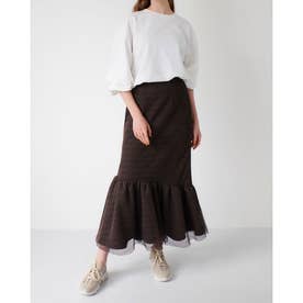 Bicolor net lace skirt （MOCHA）