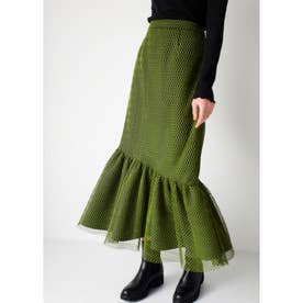Bicolor net lace skirt （GREEN）