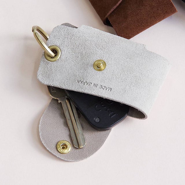 スエード両面ボタンキーケース suede-key-case-gy （GREY）