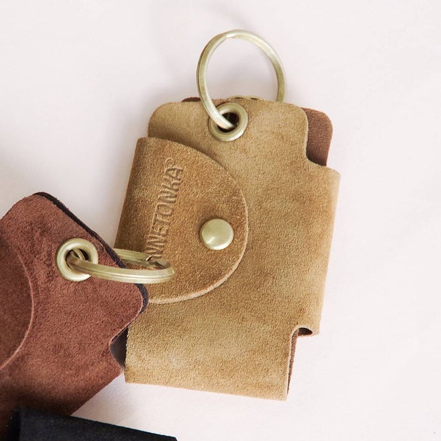 スエード両面ボタンキーケース suede-key-case-br （BROWN）