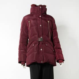 定価US＄330 高級感ある取外し可能なファウックス・ファーと折畳式フード ベルト付 暖かいジャケット （Wine Red）