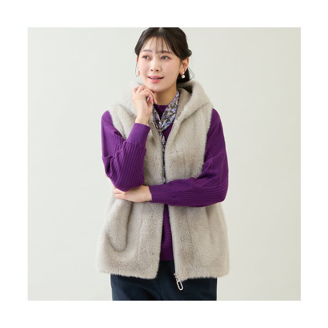 フェイクファーコクーンベスト （ベージュ）