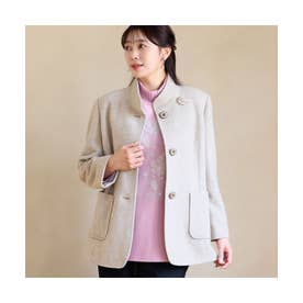 【毛混・L～4Lサイズ】ウール混シャギーコート （ベージュ）