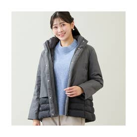 【L～4Lサイズ】タフタレイヤードダウンジャケット （グレー）