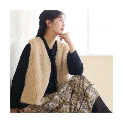 【洗える・L～3Lサイズ】ボウタイ風カットソー （ブラック）｜詳細画像