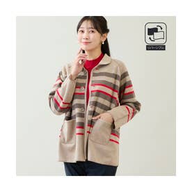 【両面着用/リバーシブル仕様】Aラインニットジャケット （ベージュ）