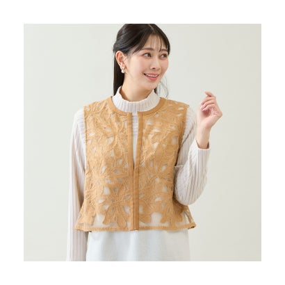 【3Lサイズあり】モヘア刺繍シアーベスト （ブラック）｜詳細画像