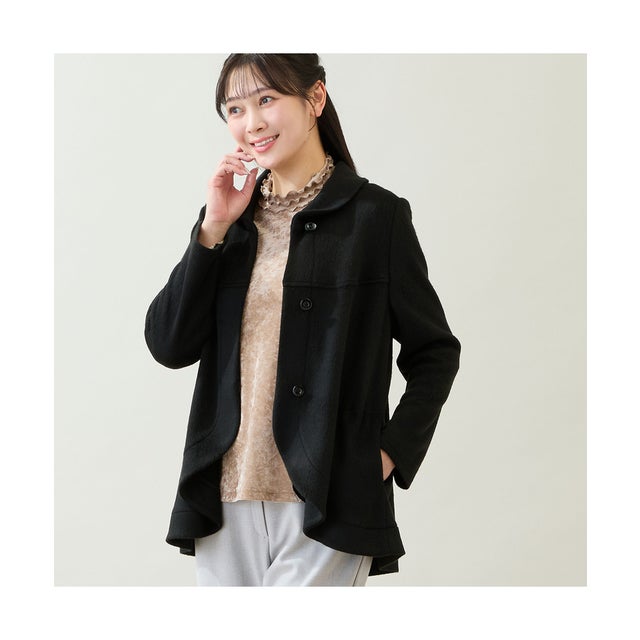【L～4Lサイズ】スムースシャギーカーディガン （ブラック）
