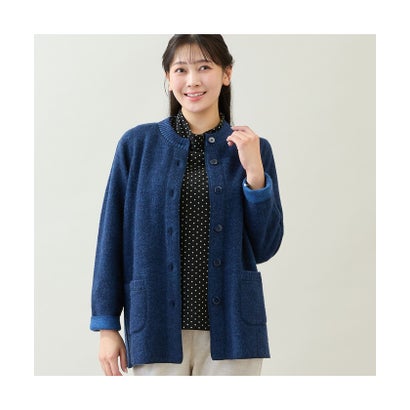 ミゼール missel 【洗える・日本製・L～4Lサイズ】ミニドット柄ジャカードプルオーバー （ブラック）｜詳細画像