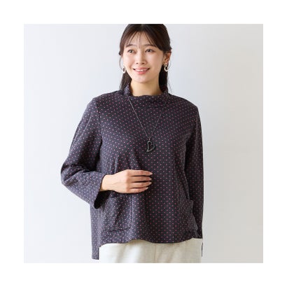 ミゼール missel 【洗える・日本製・L～4Lサイズ】ミニドット柄ジャカードプルオーバー （グレー）｜詳細画像