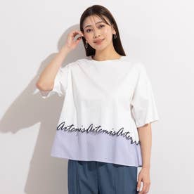 レイヤード風ロゴ刺繍Tシャツ （ホワイト）